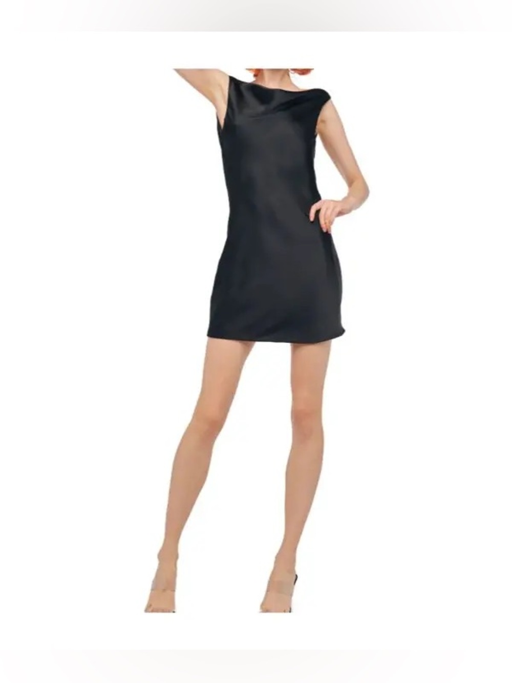 Moda international Classic Black Sleeveless mini Shift Dress open back sexy date